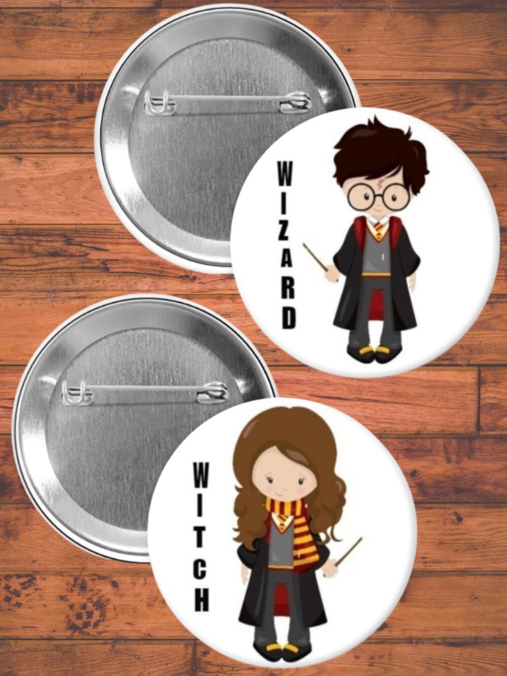 Witch Wizard Gender Reveal Party Favors, Pin Back Buttons, Baby Shower
